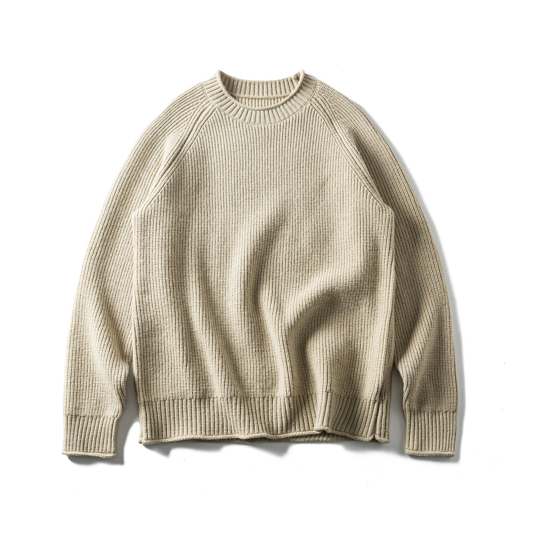Herren Rippstrickpullover mit Rundhals und Raglanärmeln Drune