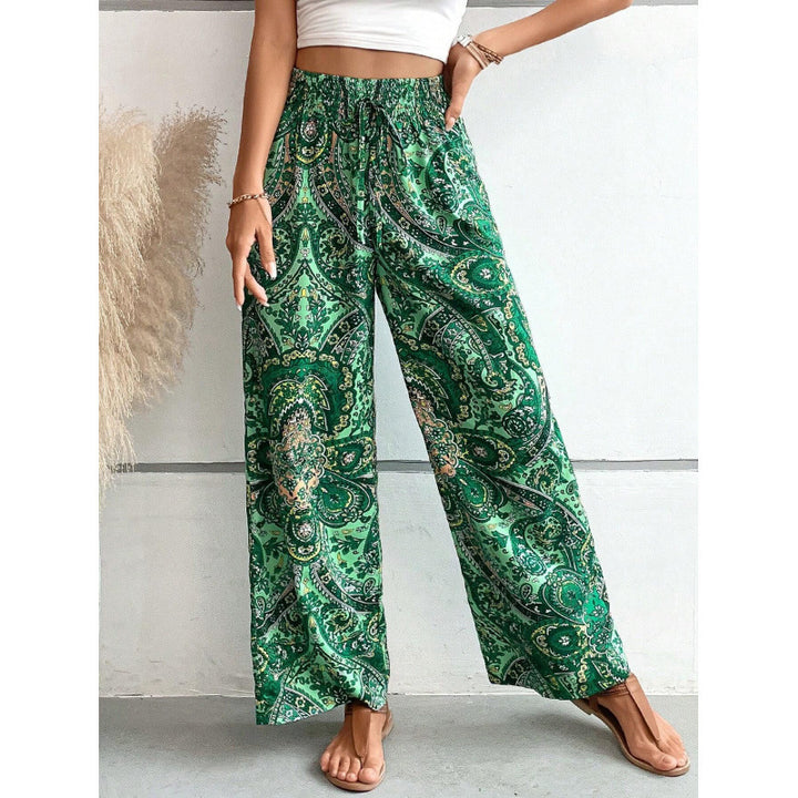 Damen Palazzo-Hose mit elastischem Bund und nostalgischem Paisleymuster Drune