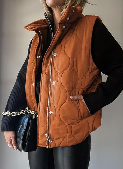 Damen gesteppte Weste mit Stehkragen, zweiwege-Reißverschluss und Eingrifftaschen Drune