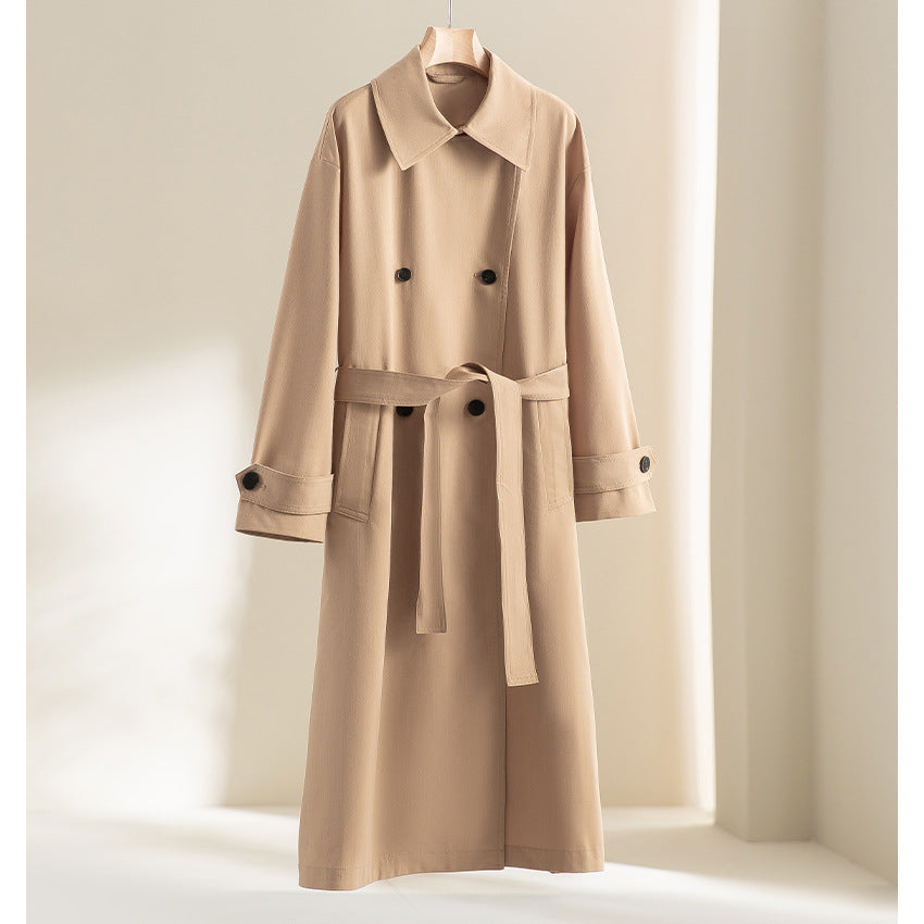 Herren Langer Doppelreihiger Trenchcoat mit Oversize-Schnitt und Reverskragen Drune