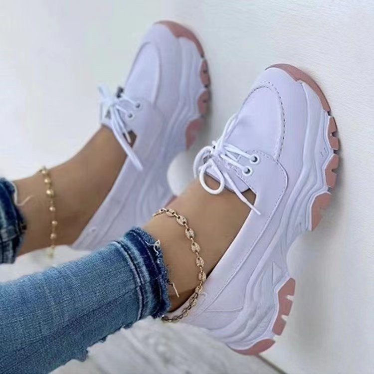 Damen  sportliche Chunky-Sneaker mit leichter Dämpfung, profilierter Wellenlaufsohle und atmungsaktivem Canvas-Obermaterial Drune