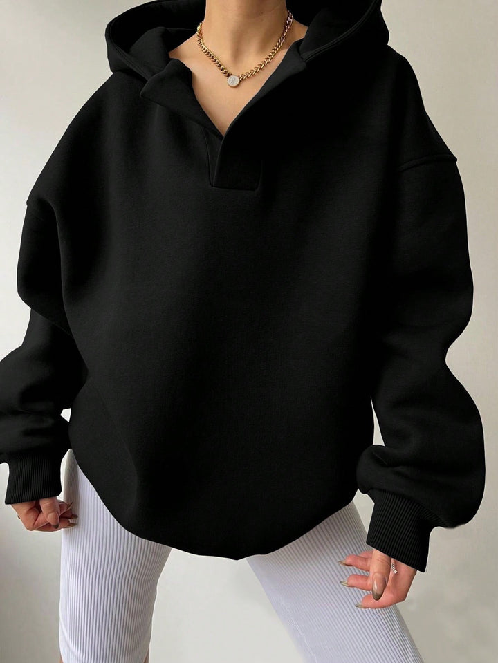 Damen Oversized Kapuzenpullover mit Kängurutasche Drune