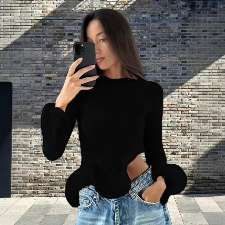 Damen Trendy Oberteil mit asymmetrischen Rüschendetails und elegantes Design Drune
