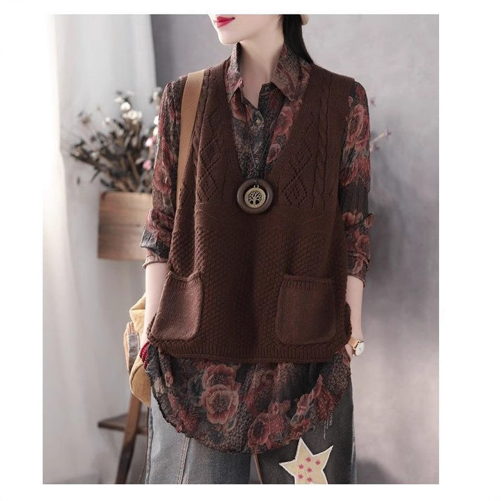 Damen Strickweste mit tiefem V-Ausschnitt und praktischen Taschen Drune 1759203291