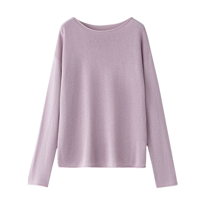 Damen Lockeres Boatneck-Feinstrickshirt mit überschnittenen Schultern & kaschierendem Fall Drune
