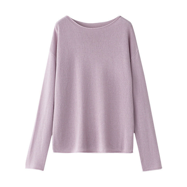 Damen Lockeres Boatneck-Feinstrickshirt mit überschnittenen Schultern & kaschierendem Fall Drune