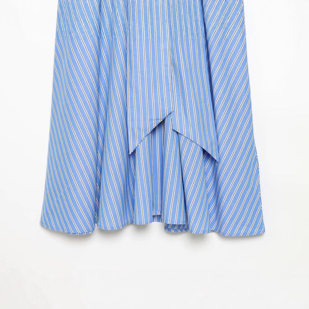 Damen Hemdblusenkleid mit Taillengürtel, langem Arm und ausgestelltem Rock Drune