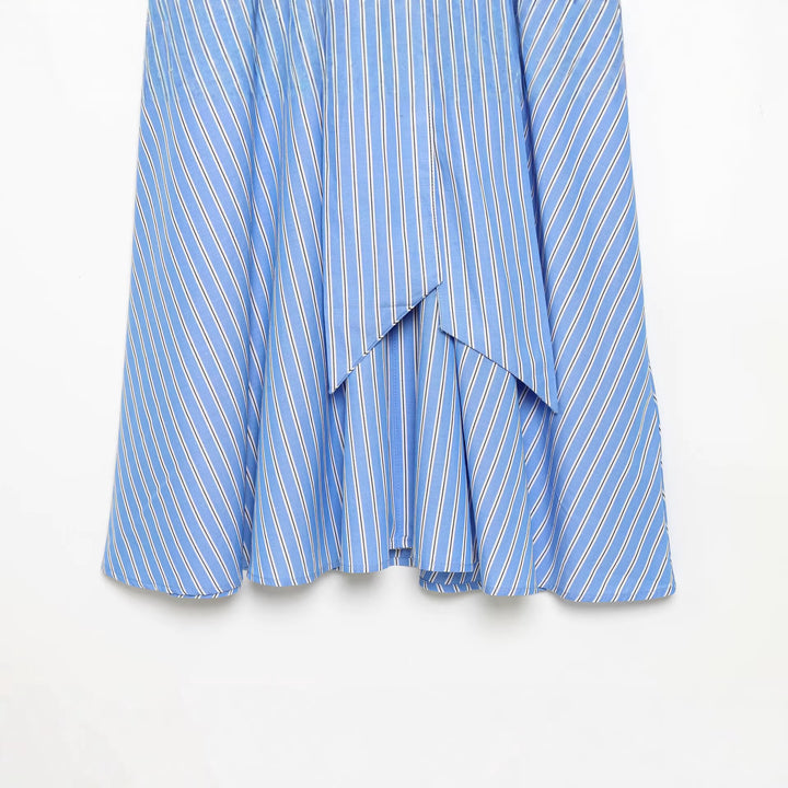 Damen Hemdblusenkleid mit Taillengürtel, langem Arm und ausgestelltem Rock Drune