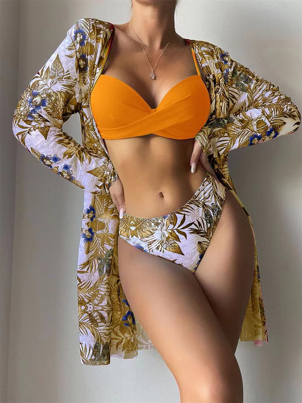 Damen Bikini-Set mit floralen Mustern und elegantem Cover-Up Drune