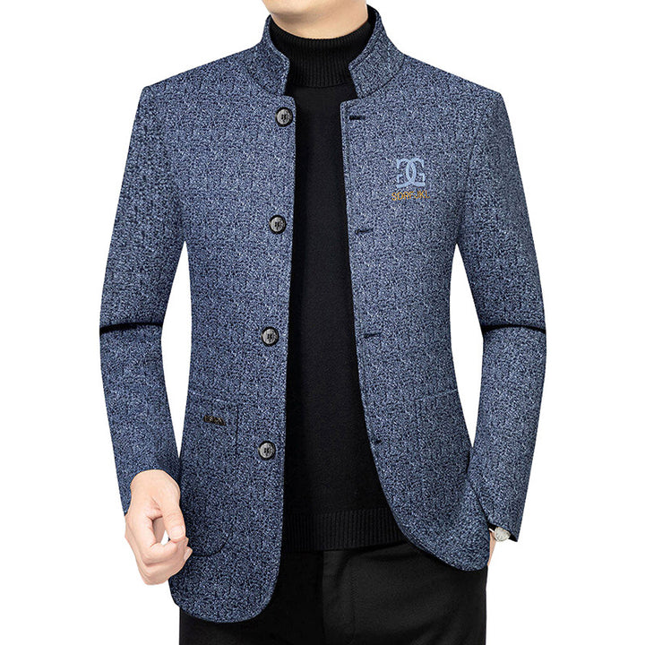 Herren Moderner Stehkragen-Blazer im Travel-Stil mit wattierter Innenfütterung Drune