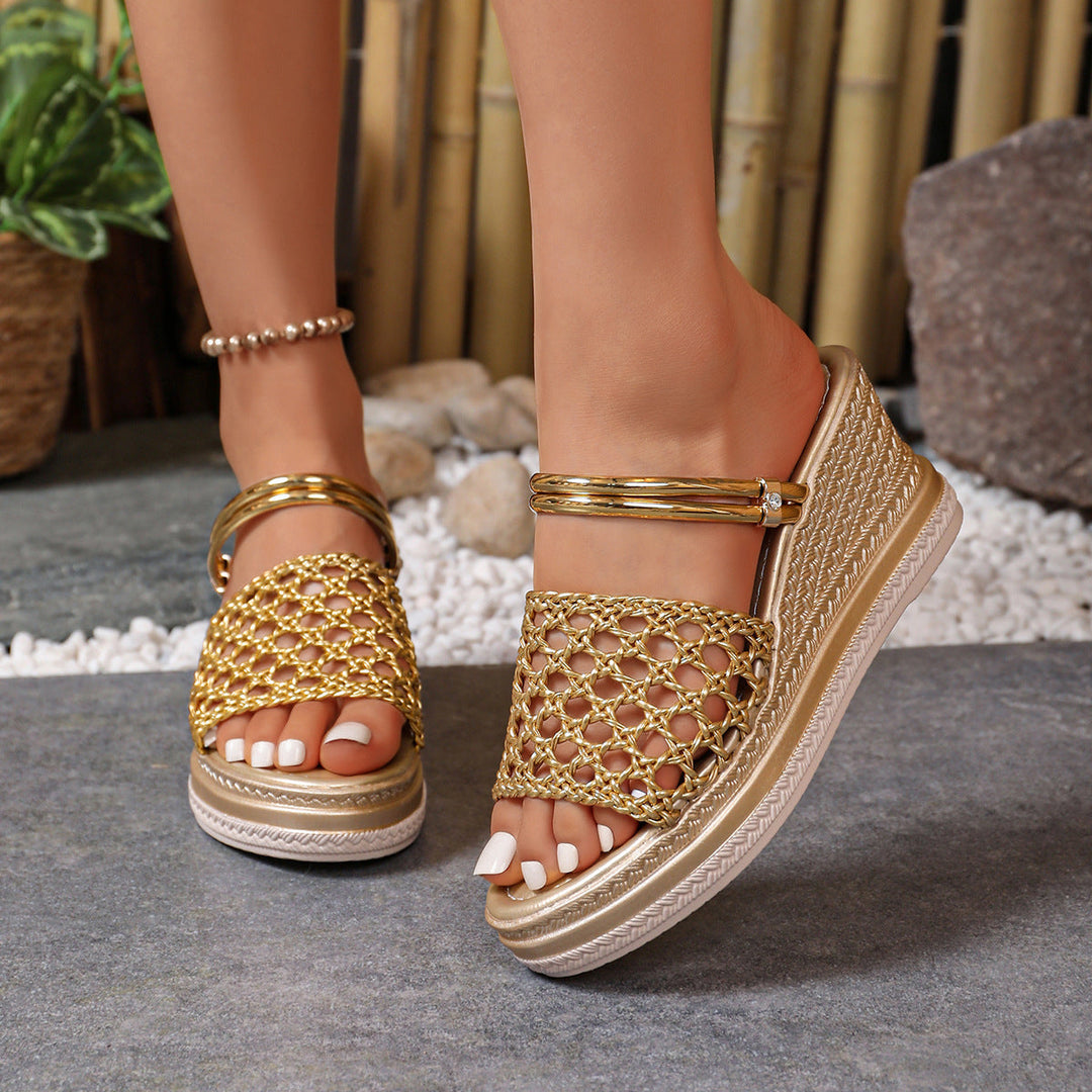 Damen modische Keil-Sandalen mit Netzdesign Drune