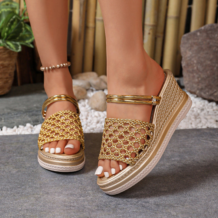 Damen modische Keil-Sandalen mit Netzdesign Drune
