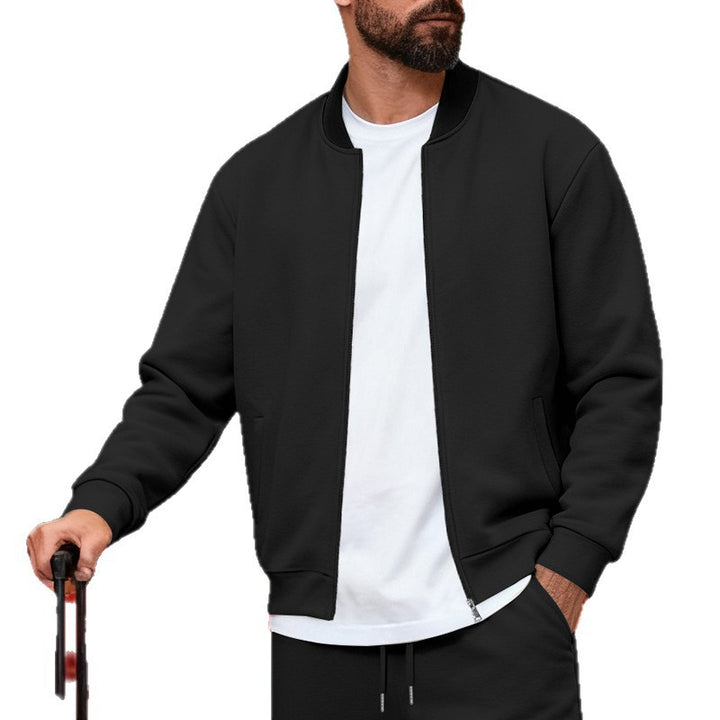 Herren nan urbane Sweat-Trackjacke mit Stehkragen verdecktem Reißverschluss elastischen Rippbündchen und Eingrifftaschen Drune
