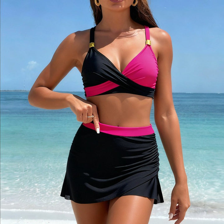 Damen Sportiver Bikini mit Wickelrock Drune