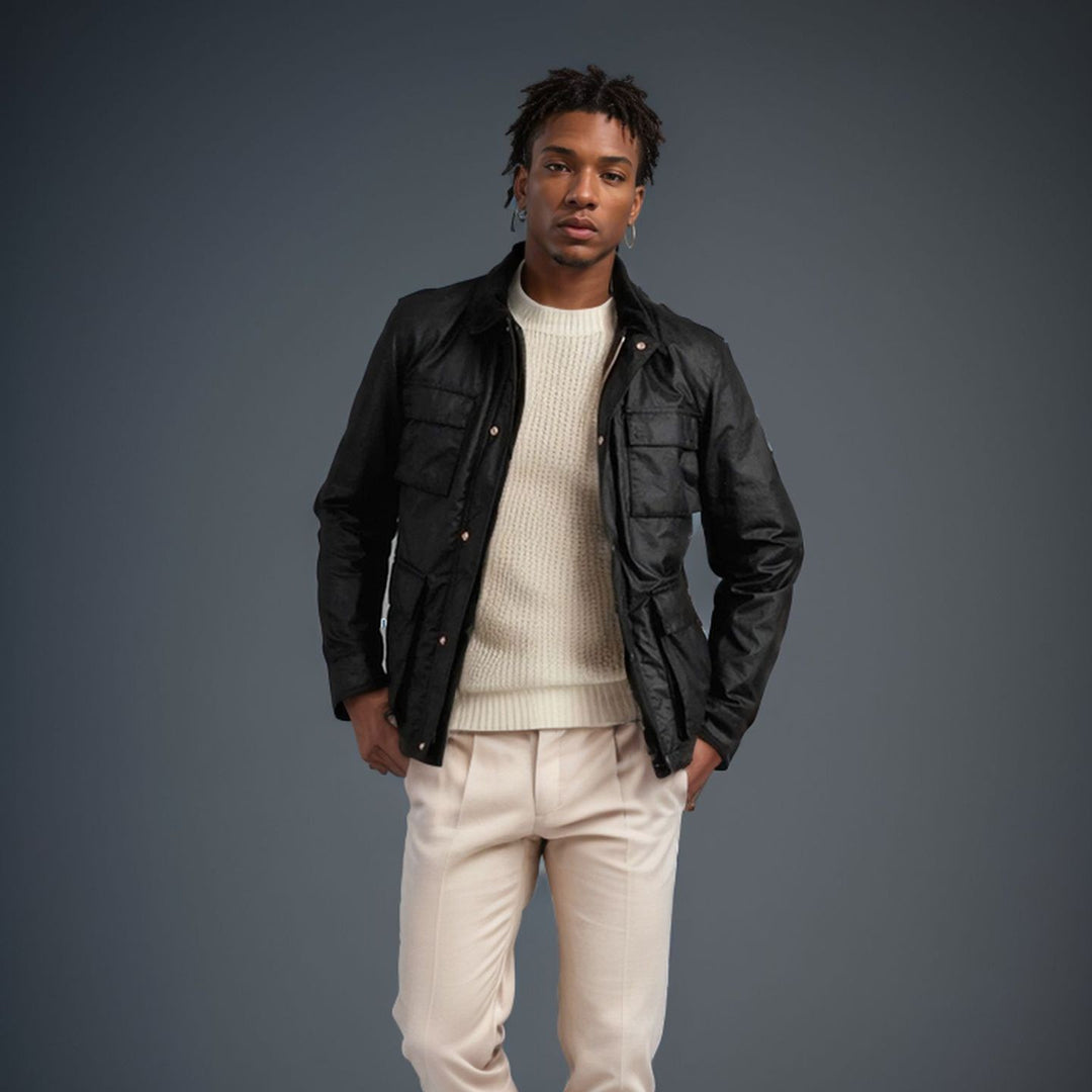 Herren funktionale Sportjacke mit praktischen Taschen und hochschließendem Kragen Drune