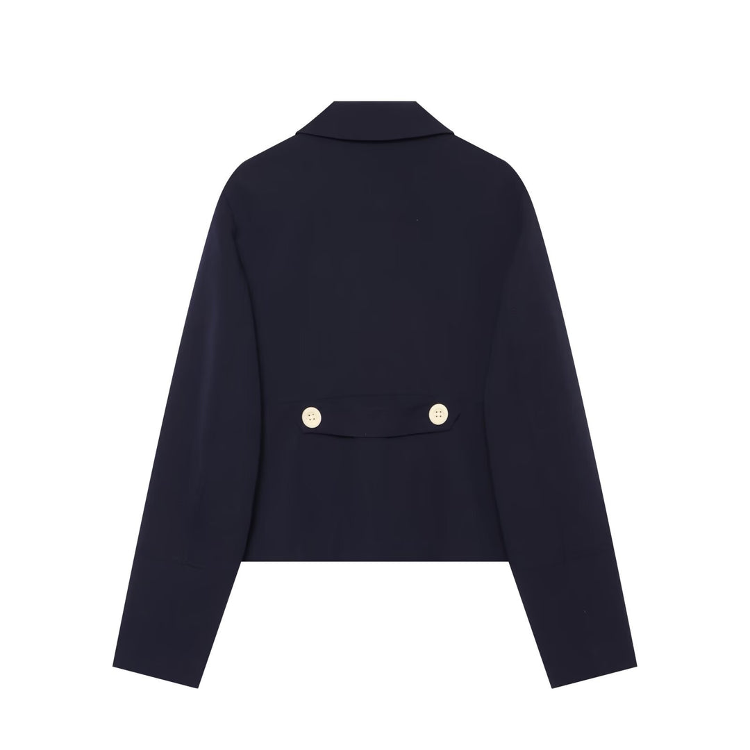 Damen Kurz geschnittene Utility-Jacke mit Schulterklappen und großen Kontrastknöpfen Drune
