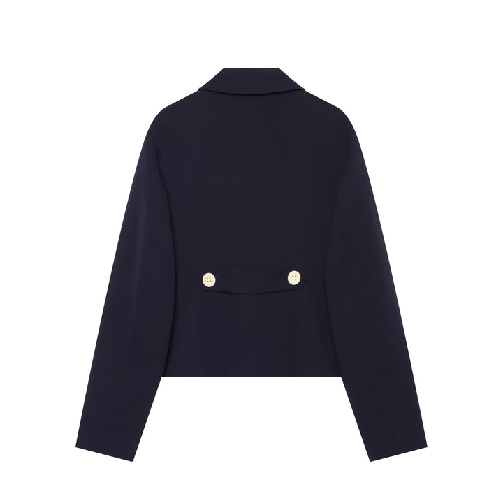 Damen Kurz geschnittene Utility-Jacke mit Schulterklappen und großen Kontrastknöpfen Drune