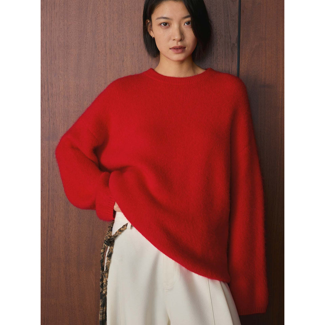 Damen Weicher Oversize-Strickpullover mit Rundhalsausschnitt Drune