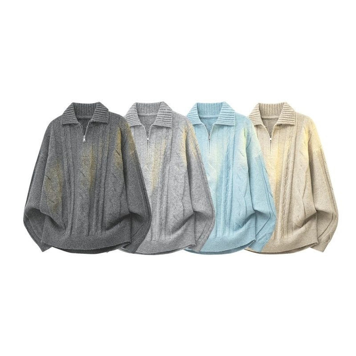 Damen Oversize Zopfstrickpullover mit hohem Rollkragen und Knopfleiste Drune