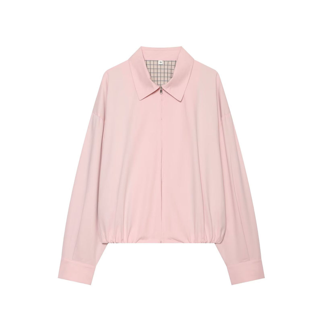 Damen Leichter Cropped‑Blouson mit Hemdkragen, verdecktem Reißverschluss und elastischem Saum Drune