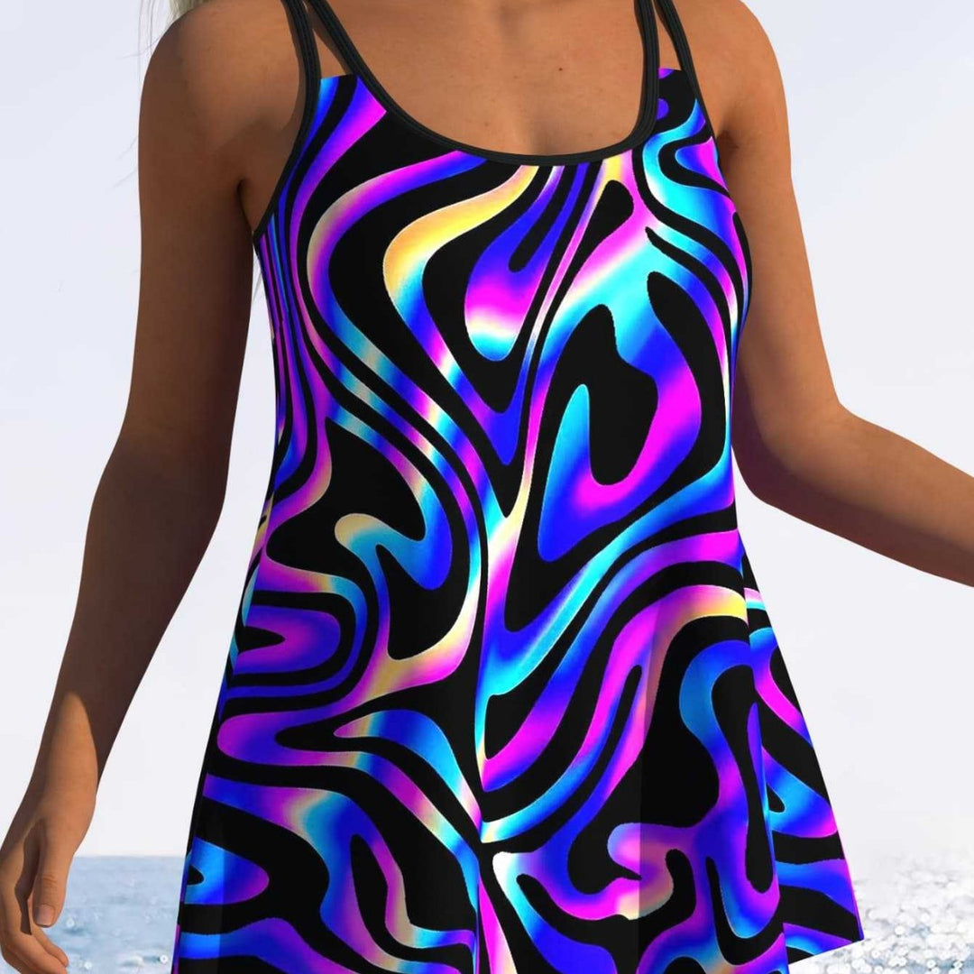 Damen Tankini mit verspieltem Streifenmuster und originellem Schnitt Drune