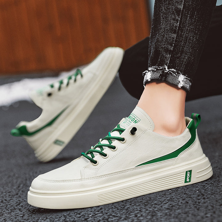 Herren Urbaner Casual-Ledersneaker mit dicker geriffelter Plateausohle und gepolsterter Zunge Drune
