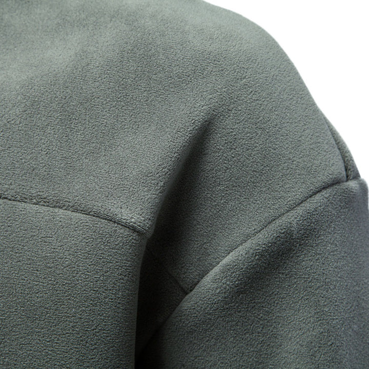 Herren Kuscheliger Microfleece Pullover mit Stehkragen und schrägen Ziernähten Drune