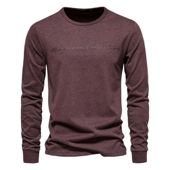 Herren nan minimalistisches Rundhals-Sweatshirt aus Baumwollmischung mit gerippten Bündchen Drune