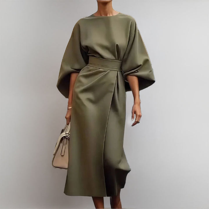 Damen Maxikleid mit lässigem Schnitt und voluminösen Ärmeln Drune