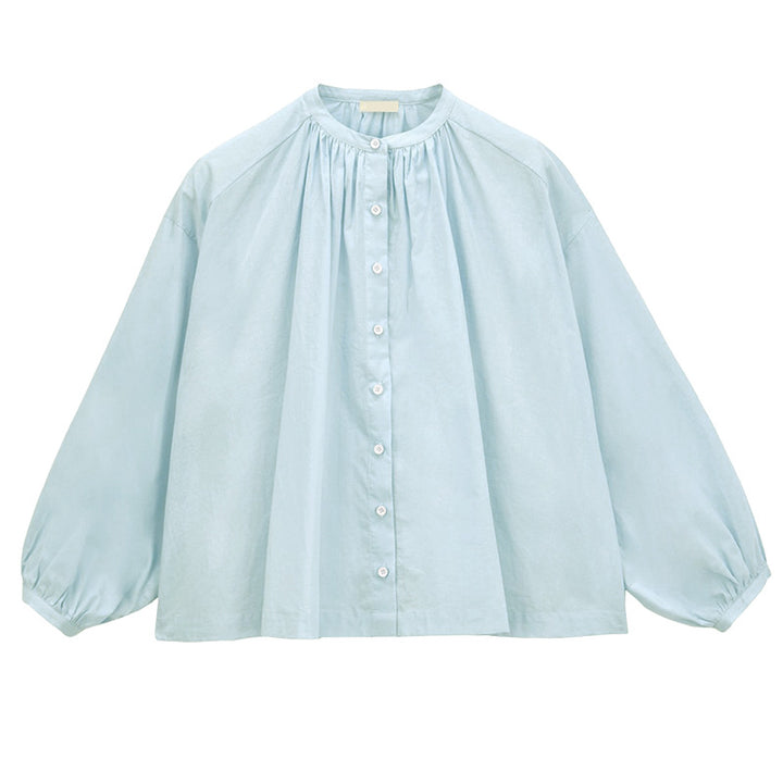 Damen Bluse mit hohem Kragen und eleganter Knopfleiste Drune