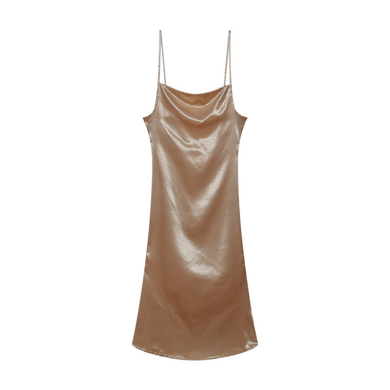 Damen Satin Slip Kleid Drune
