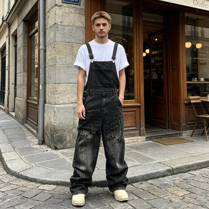 Herren Lässige Denim-Latzhose Drune