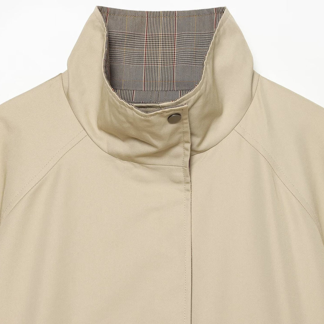 Damen Wendbare leichte Übergangsjacke mit Stehkragen, Raglanärmeln und Tunnelzugsaum Drune