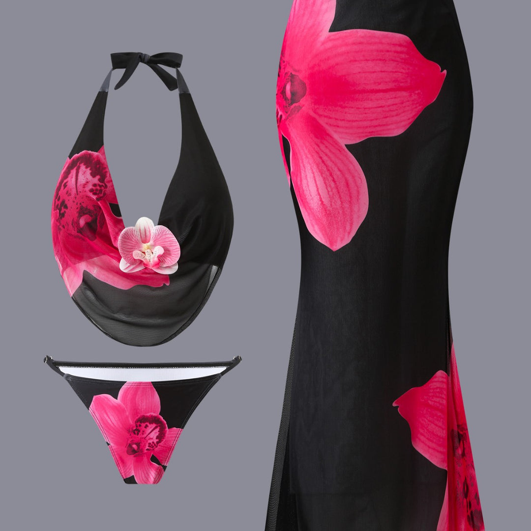 Damen Set aus modischem Bikini und fließendem Maxirock Drune