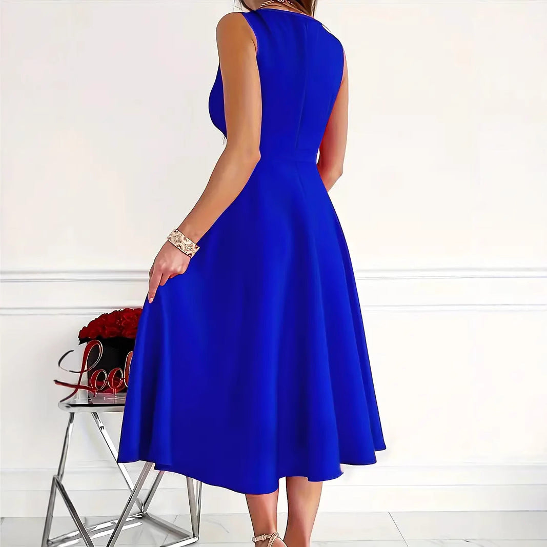 Damen Elegantes Wickelkleid mit schwingendem Rock und tailliertem Oberteil Drune
