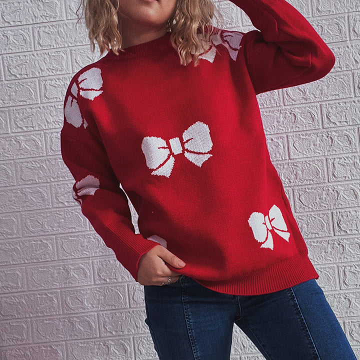 Damen Festlicher Pullover mit fröhlichem Glockenmotiv und lässigem Schnitt Drune