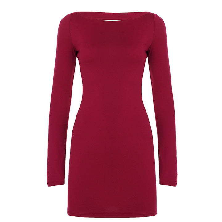 Damen nan figurbetontes Cut-Out-Minikleid mit taillierten Seiten und langen Ärmeln Drune