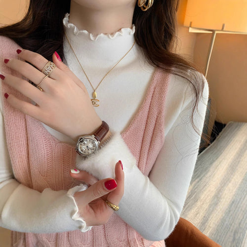 Damen Langarmshirt mit elegantem Rüschensaum Drune