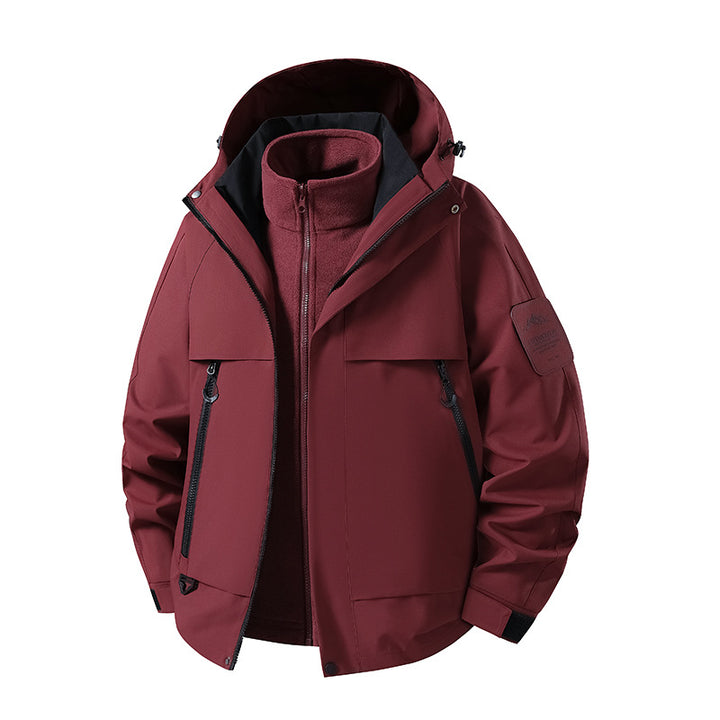 Herren multifunktionale Wasserfeste Softshell-Regenjacke mit abnehmbarer Fleece-Innenjacke Drune