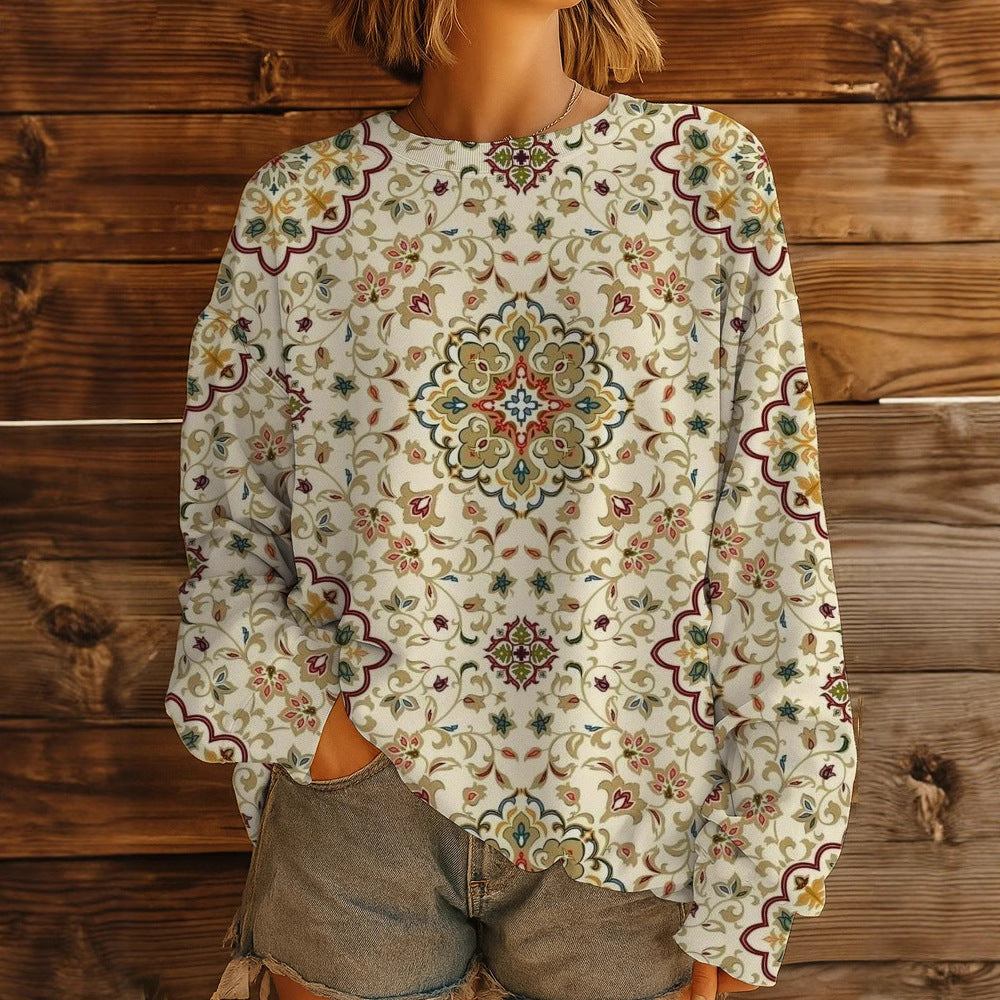 Damen GDrunelümter Oversize-Sweatshirt-Pullover mit Rundhals und Ballonärmeln Drune