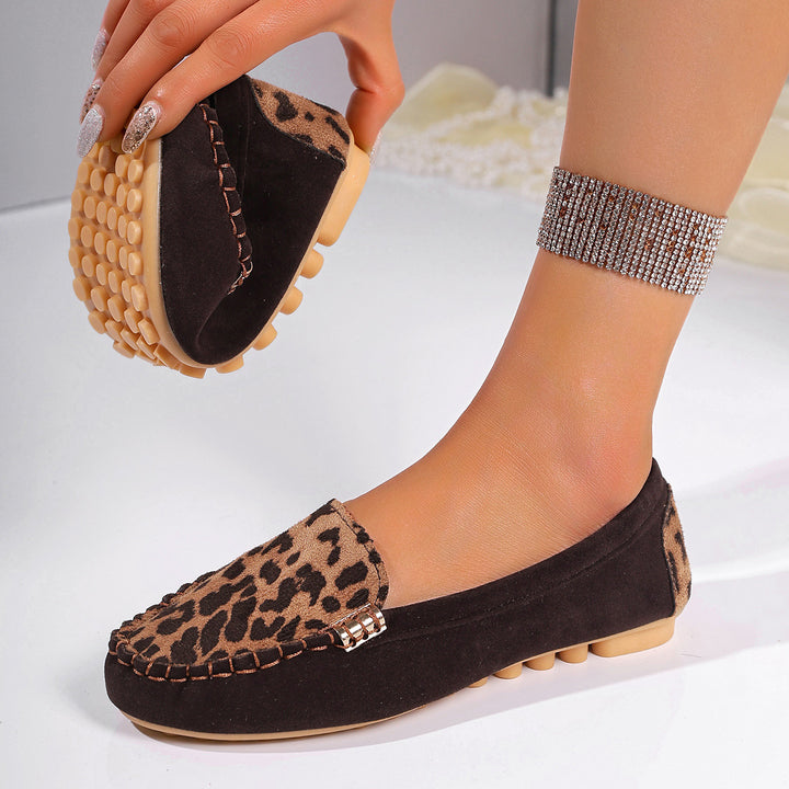 Damen Metallic Mokassin mit Noppenlaufsohle und Ziermetalldetail Drune