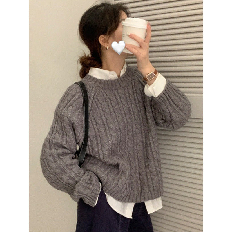 Damen Grobstrickpullover mit modernen Wendepunkten und lässigem Schnitt Drune