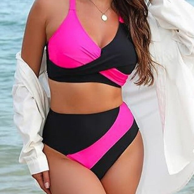 Damen Hoch geschnittener Bikini mit Wickeldesign Drune