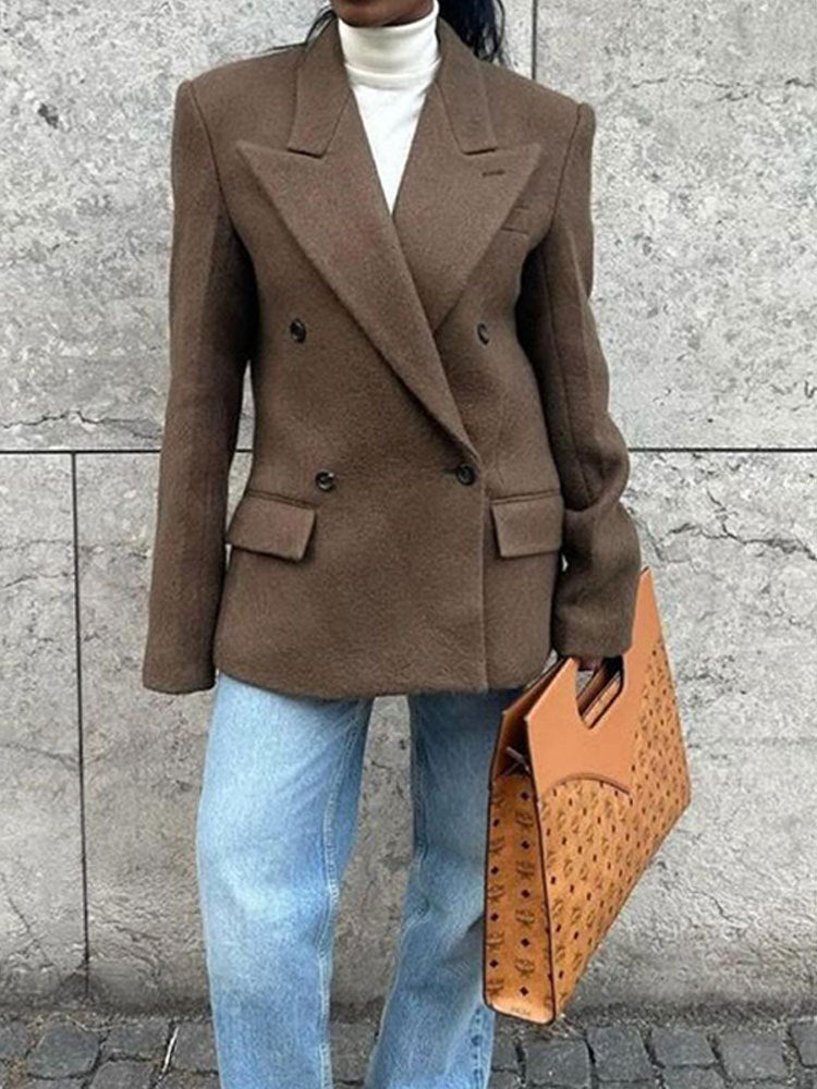 Damen Oversized Blazerjacke mit doppelter Knopfleiste und breitem Revers Drune