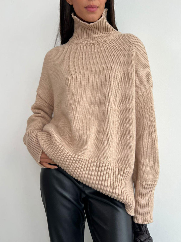 Damen Kuscheliger Rollkragenpullover aus hochwertiger Baumwollmischung mit lockerer Passform Drune