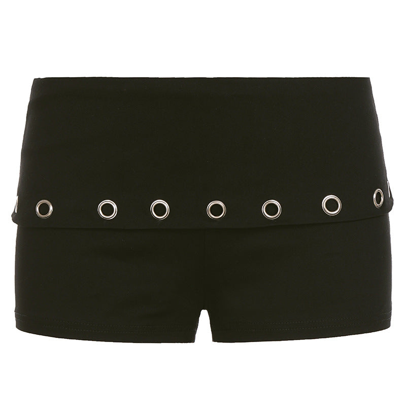 Damen Sportliche Shorts mit kontrastierendem Bund und eleganten Ösen Drune