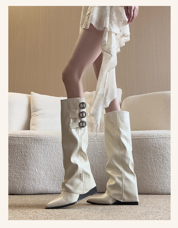 Damen Elegante und schicke Overkneestiefel Drune