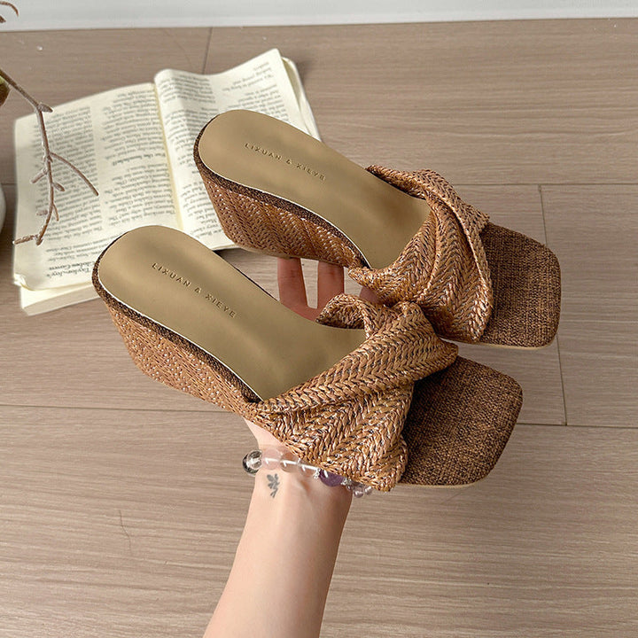 Damen Elegante und komfortable Wedgesandalen mit modischem Knöchelriemen Drune