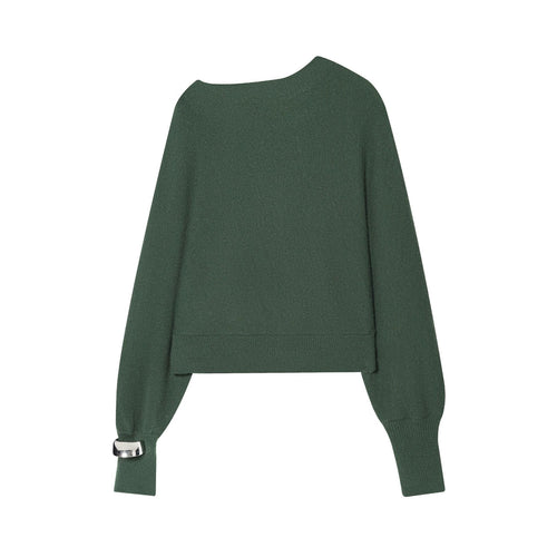 Damen nan kastiger Cropped Strickpullover mit weiten Raglanärmeln, verlängerten Ärmelbündchen und geripptem Saum Drune