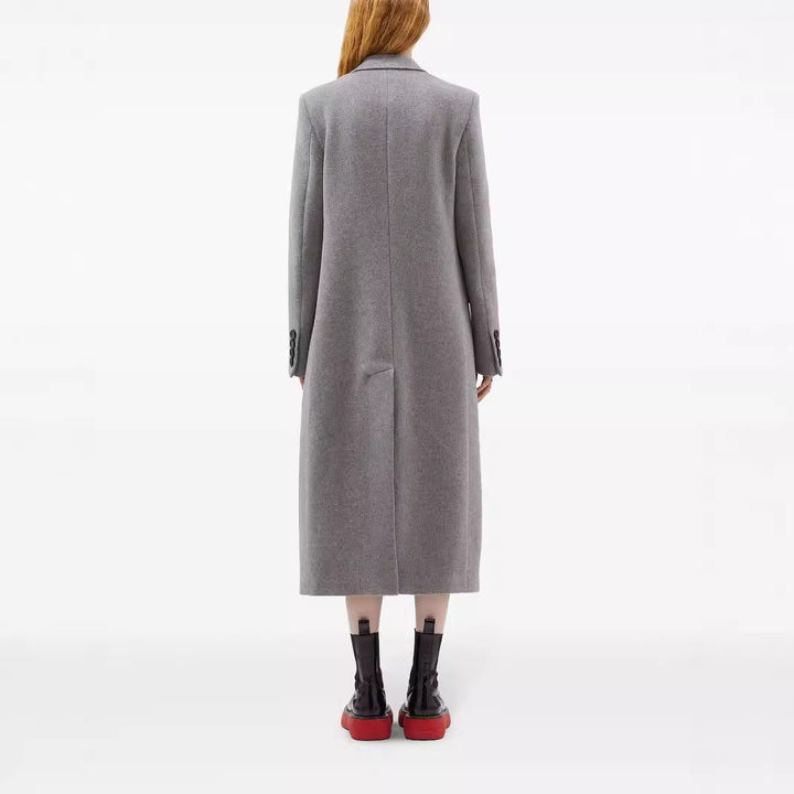 Damen Maxilanger Einreihiger Longcoat im minimalistischen Tailoring mit Pattentaschen Drune